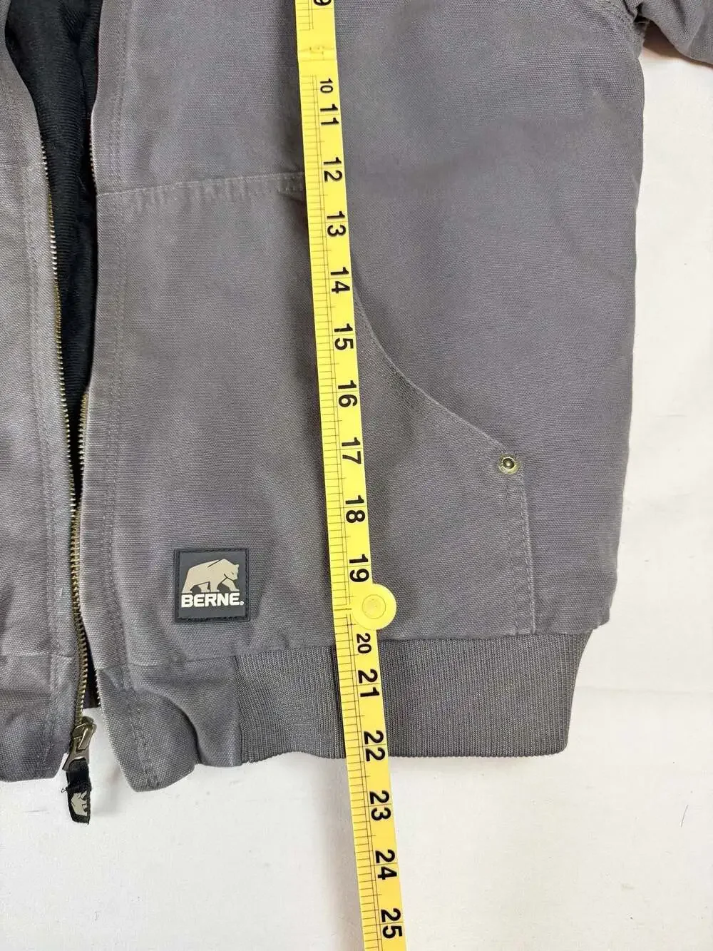 Heritage Workwear Berne Youth 14-16 Gray Canvas Quilted Full Zip Bomber Jacket